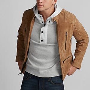 Mens Quilted Genuine Suede Jacket Xl 